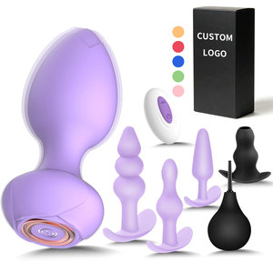 Bestselling Sex Toy Box 10-Speed Silicone Male Luminous Rose-Shaped Wireless Remote Control Butt Plug Anal Vibrator <strong>Prostate</strong> - Product Image 1