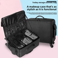 Trousse de Maquillage à Roulettes Personnalisable avec Logo, Faible MOQ, en Tissu Oxford 1680D, Compartiments EVA Divisibles, Grande Capacité, Vente en Gros