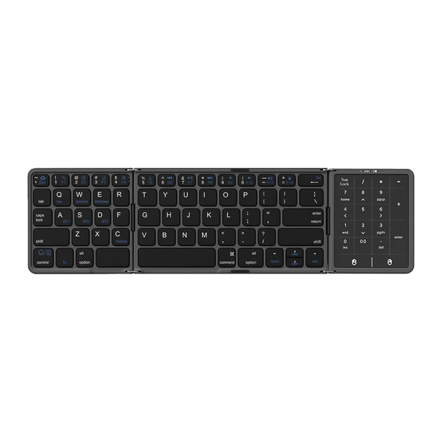 The new folding keyboard with touchpad offers extended battery life wireless portability and supports multiple systems