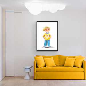 Decorazione della stanza dei bambini pittura a olio del fumetto dipinta a mano del piccolo principe di arte della parete della tela astratta - Product Image 6