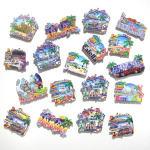 Imanes de nevera de punto de referencia costero colorido personalizado 3D resina Tropical viaje impresión vacaciones playa recuerdo imán de nevera - Product Image 3