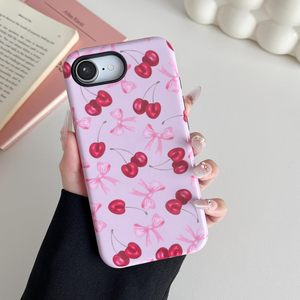 Coque DEFBS pour iPhone 17e/iPhone 16e, motif esthétique tendance nœud rose et cerises, mignonne et durable pour femmes et filles - Product Image 2