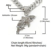 Collar con Colgante de Tiburón con Incrustaciones de Diamantes de Imitación en Cadena Cubana, Oro y Plata, para Hombres y Mujeres, Joyería Marina Hip Hop, Regalo