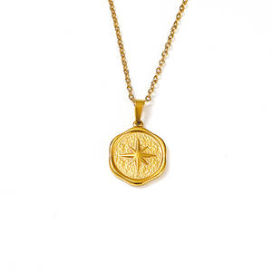 สร้อยคอจี้หกเหลี่ยมดีไซน์ใหม่ปี 2024 ระดับไฮเอนด์ ชุบทอง 18K รูปดาวแปดแฉก แฟชั่น สร้อยสแตนเลส - Product Image 5