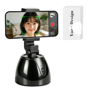 Stabilisateur de téléphone portable Yor·Design avec suivi du visage par IA, rotation à 360°, support selfie en plastique noir - Product Image 1