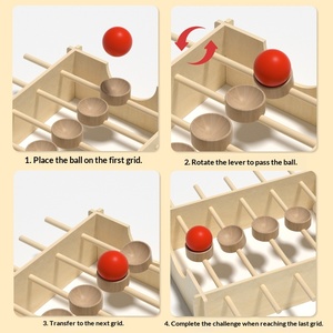Jeu de bureau en bois à billes rotatives pour enfants de 3 à 7 ans, entraînement de la coordination œil-main, jouet éducatif - Product Image 4