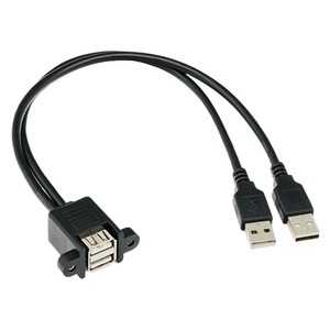 Dual Port Usb Male To Female Extension Cable With <b>Screw</b> Holes For Data Transfer And Connection Expansion - Product Image 1