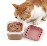 MoMoPaw Mignon Bol en silicone à double compartiment pour chat, récipient hermétique pour aliments et eau, pour garder les aliments frais, pour animaux de compagnie