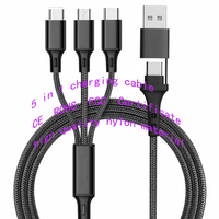 Kabel pengisi daya cepat mikro USB 3 dalam 1, kabel pengisian daya Cepat Tipe C USB-A jalinan untuk komputer iPhone & Android dengan pengisian daya Cepat 2,4 A