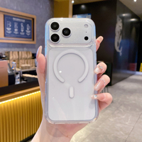 Coque de téléphone magnétique transparente antichoc résistante aux chutes en PC TPU avec logo personnalisable pour iPhone 17 Pro Max Air 16 Plus 13 Mini