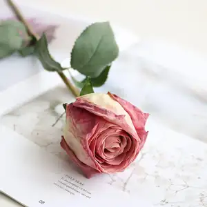 Großhandel Feuer geröstete einzelne Zweig romantische echte berührte Rose Curling künstliche Blume künstliche Blume Wohnzimmer Tab