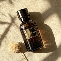 Botol Parfum Kaca Silinder 30ml 50ml 100ml Custom, Dasar Tebal, Kosong, Dengan Tutup Logam Hitam
