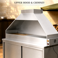 Barbecue à charbon de bois commercial en acier inoxydable robuste avec armoire et cheminée Barbecue espagnol