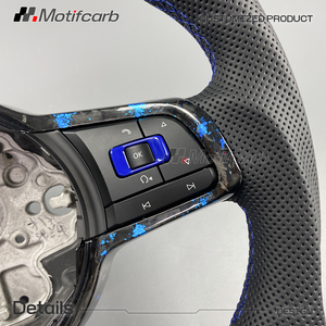 Volante de fibra de carbono forjado azul personalizado para Volkswagen MK7 Golf R GTI Scirocco Jetta 2015-2019, mejora del interior. - Product Image 4