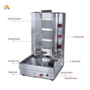 Stainless Steel Electric Gas Kebab Doner Gyro Meat Chicken Shawarma Grill Machine