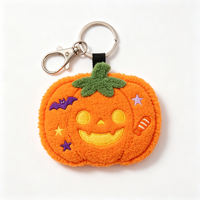 Porte-clés en chenille brodé Halloween, mignon, sorcière, citrouille, peluche, personnalisé, promotionnel, dessin animé, pour décoration de sac, cadeau