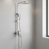Colonne de douche carrée en acier inoxydable 304 de style contemporain, finition chrome poli, robinets thermostatiques simples pour hôtels