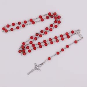 Venta al por mayor cristiana católica Virgen María collar <span class=keywords><strong>de</strong></span> perlas joyería fina <span class=keywords><strong>Dios</strong></span> bendiga oración vidrio calidad Rosario - Product Image 5