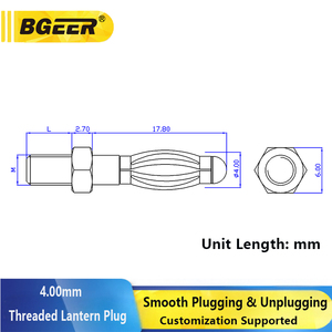 ปลั๊กกล้วยหกเหลี่ยมขนาด 4 มม. - ขาทองแดงแท้, หัวต่อแบบเกลียว M3/M4 พร้อมสปริง ขั้วต่อแบบตัวผู้ - Product Image 3