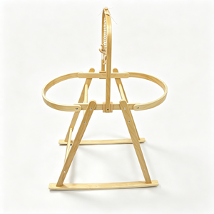 Support de berceau Moïse en bois naturel avec <span class=keywords><strong>base</strong></span> à bascule et barre d'activités pour bébé, pour berceau Moïse - Product Image 2