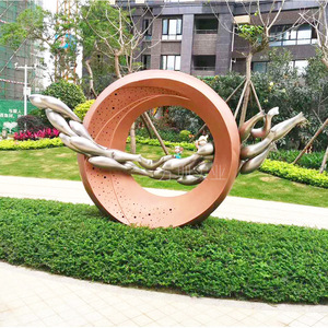 Escultura Abstracta Moderna de Acero Inoxidable para Exteriores, Decoración Artística Circular para Jardín, Montaje en Suelo, Diseño Contemporáneo Hecho a Mano - Product Image 2