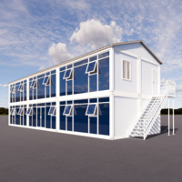 Maison préfabriquée à double étage en conteneur, bâtiment modulaire multi-pièces pour bureau de projet et logement des travailleurs