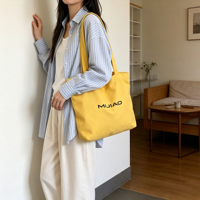Sac fourre-tout en toile de coton couleur unie écologique, logo personnalisé imprimé, grande capacité, réutilisable, cadeau, école, quotidien