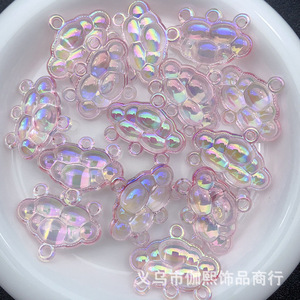 Perles en acrylique en forme de nuage avec quatre trous, haute transparence, luminescentes, pour la création de chaînes de téléphone DIY, accessoires d'ornement de voiture - Product Image 4