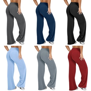 <span class=keywords><strong>Pantalones</strong></span> de yoga de cintura alta elásticos <span class=keywords><strong>para</strong></span> <span class=keywords><strong>mujer</strong></span>, de poliéster, de pierna ancha, efecto levantacola, holgados, de pierna recta, <span class=keywords><strong>para</strong></span> gimnasio - Product Image 5