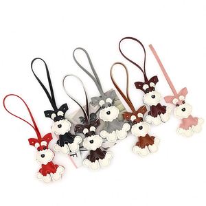 Porte-clés Schnauzer, pendentif chien miniature mignon, cordon en cuir PU, porte-clés décoratif, accessoires pour sac et voiture, cadeau fait main pour les amoureux des animaux - Product Image 1