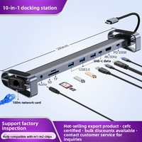 Station d'accueil USB-C 10 en 1 pour ordinateur portable, support de tablette 4K pour PD 100W, support universel pour ordinateur, support métallique pour MacBook