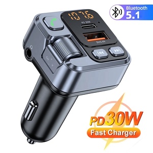 Rảnh Tay Không Dây Màu Xanh Răng Xe Adapter 5.1 FM Transmitter MP3 Âm Thanh <span class=keywords><strong>Receiver</strong></span> <span class=keywords><strong>USB</strong></span> Pd 30W Nhanh Chóng Sạc Xe Hơi Modulator - Product Image 2
