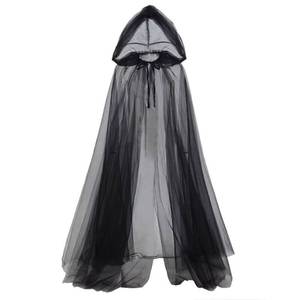 Halloween Dark Witch Hooded Cloak Long Mesh Cape Gothic Cosplay Costume Women Stage Performance Outfit - Product Image 2