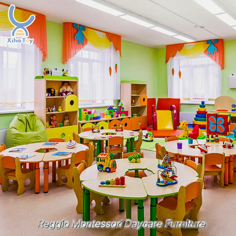 Мебель для дошкольного детского сада XIHA Montessori, деревянный стол и стулья для детского сада, мебель для классной комнаты