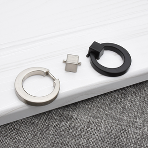 Manija y perilla <span class=keywords><strong>de</strong></span> cajón <span class=keywords><strong>de</strong></span> latón, anillo redondo decorativo, negro, cromo, níquel, dorado - Product Image 4