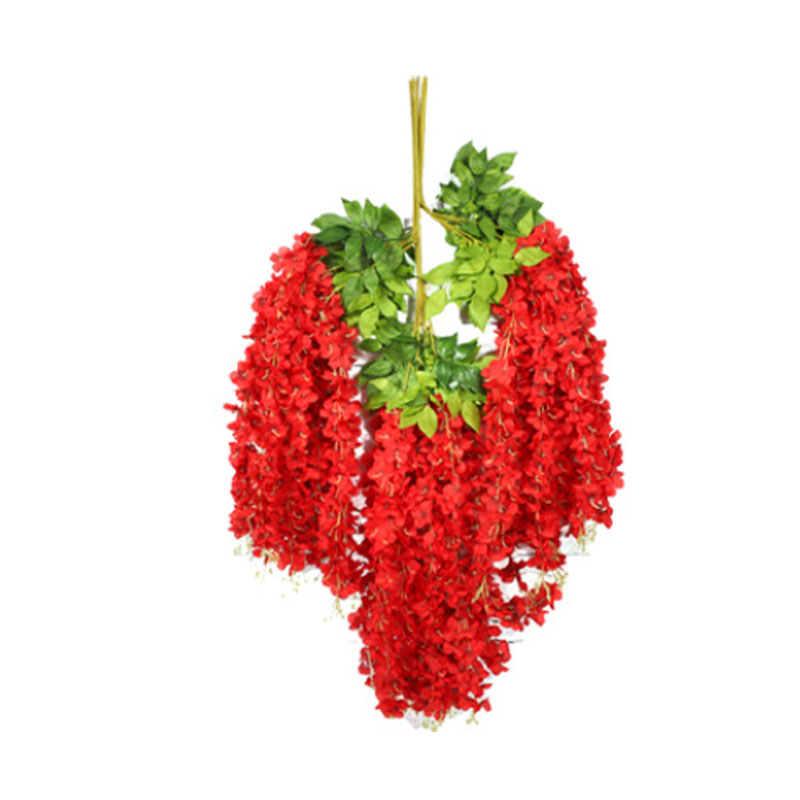 Glicine di fiori artificiali di seta rosso ad alta densità