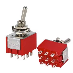 Interrupteurs à bascule 9 broches, rouge, 2/3 positions, ON-OFF/ON-OFF-ON, DPDT, mini interrupteur, 6A/125V-3A/250V AC, MTS-302, interrupteur à bouton-poussoir - Product Image 3