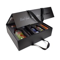 Boîte cadeau rigide de qualité supérieure avec insert en mousse personnalisé, étui de transport en tissu noir avec poignée pour coffret cadeau de boissons, logo personnalisé