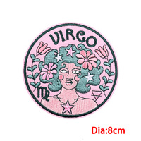 Écussons thermocollants ou à coudre personnalisés en polyester avec signes du zodiaque de dessin animé pour vêtements, sacs, chapeaux, artisanat DIY, broderie
