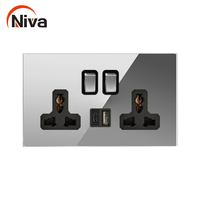Prise Commutée Niva NV9 13A 3 Broches + USB + Type-C, Panneau en Acier Inoxydable, Interrupteurs Métalliques, Norme Britannique, Prise en Charge de la Vente en Gros et de la Revente