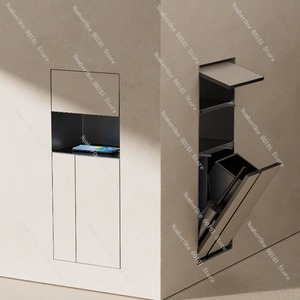 Support mural moderne encastré pour <span class=keywords><strong>brosse</strong></span> de toilette, niche de rangement pour salle de bain, boîte à mouchoirs, poubelle et organisateur - Product Image 2