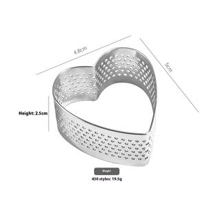 Nuevo molde de pastel de queso <span class=keywords><strong>Mousse</strong></span> en forma de corazón agujeros de acero inoxidable molde de anillo de tarta perforada para pudín Cupcake tazas accesorios de pastel - Product Image 6