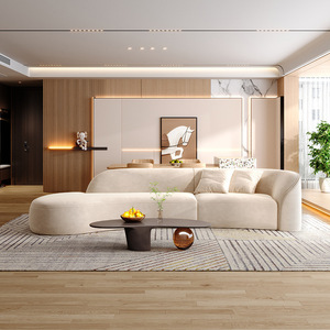 Bestseller Moderne Möbel Weißes Sofa Wohnzimmer-Sofas Geschwungenes Sofa 3-Sitzer Stoffsofa für Zuhause - Product Image 5