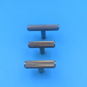 T-Shaped Knurled Drawer Handle Brass Matte Black Cabinet <b>Wardrobe</b> <b>Single</b> Hole American Style Durable - Product Image 1