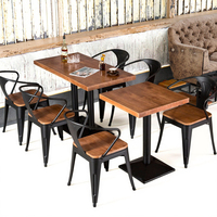 Ensemble de table et de chaises de restaurant commercial, table industrielle en métal 80x120cm, ensemble de salle à manger pour hôtels et restaurants