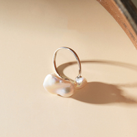 Bague en argent sterling 925 réglable avec perle de mer naturelle de 15-16 mm pour femme, bijoux de fiançailles DIY, accessoires sauvages
