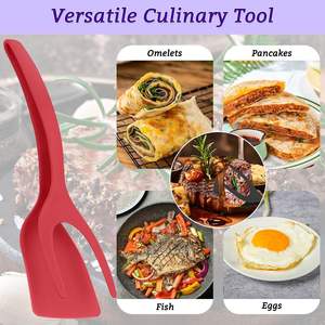 Agarre de utensilios de nailon 2 en 1 y pinzas abatibles, espátula de cocina para bistec, tortitas, huevos, freír, Turner, 10 Uds. - Product Image 5