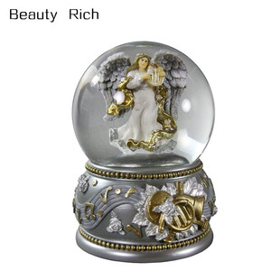 Silver & Gold Girevole <span class=keywords><strong>Angelo</strong></span> 100 millimetri di Acqua Globo San Francisco di Music Box Globo di <span class=keywords><strong>Neve</strong></span> - Product Image 1