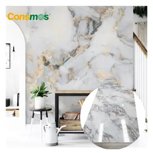 High Glossy UV Coated Pvc Marble Sheet For Indoor Decoration