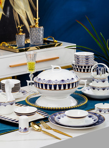 Set di Stoviglie in Ceramica Blu Creativo da 60 Pezzi, Vendita Diretta dei Produttori, Adatto al Microonde, per 10 Persone, in Porcellana Bone China - Product Image 2